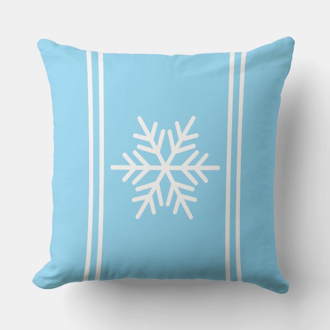 Coussin Festif Joli Faucon de neige bleu clair rayures bla (Recto)
