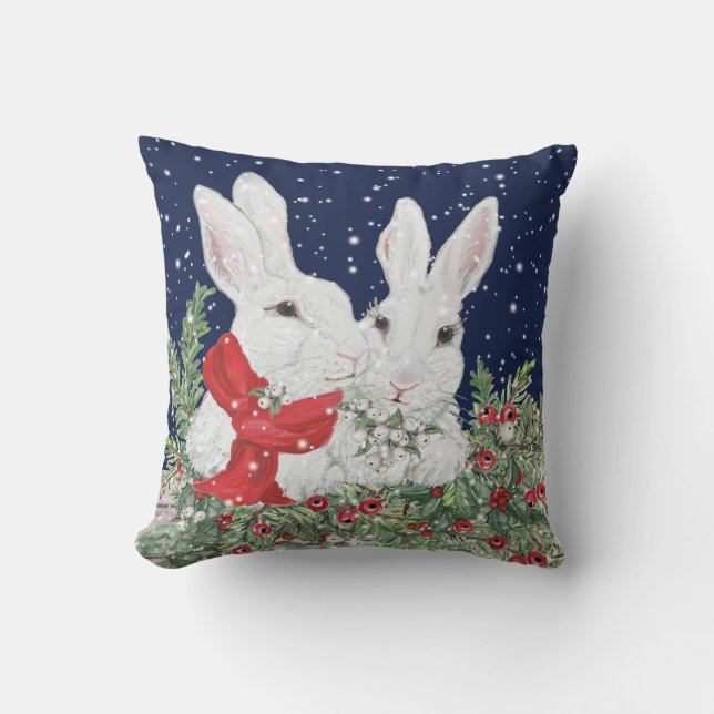 Coussin Festif Lapin Lapin Art Vacances d'hiver (Recto)