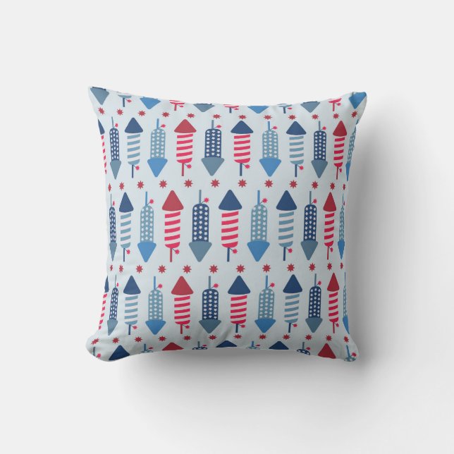 Coussin Festif Motif de fusées de feux d'artifice (Recto)