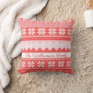 Coussin Festif Noël Motif personnalisé Nom de famille