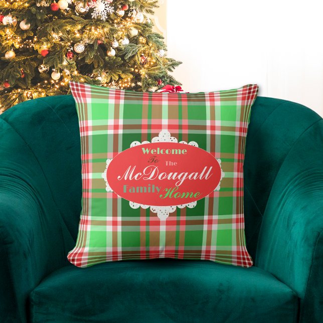 Coussin Festif personnalisé Rouge Vert blanc Noël (Créateur téléchargé)