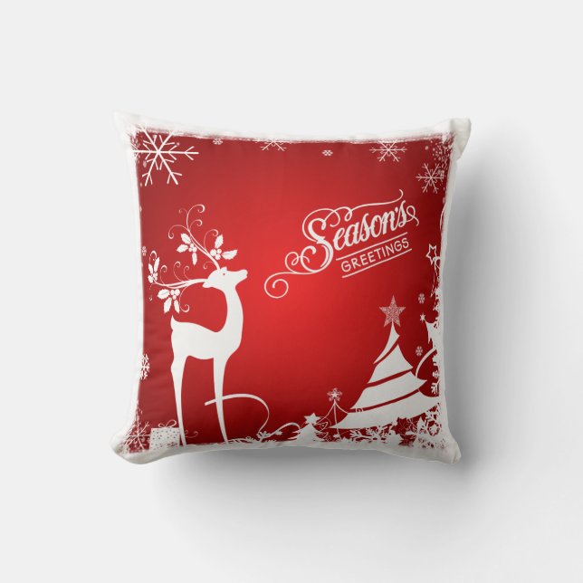 Coussin festif | Rouge et blanc, Bonnes Fêtes (Recto)