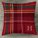 Coussin Festif rouge vacances plaid décoration monogramme<br><div class="desc">Un plaid rouge festif avec des chèques de marine, vert, jaune et blanc fait de ce coussin un lieu de séjour parfait. Ajoutez une touche monogrammée personnalisée avec une initiale. Ce coussin de Noël fait un grand cadeau - à vous ou à d'autres! Idéal pour les jeunes mariés, les hôtesses,...</div>