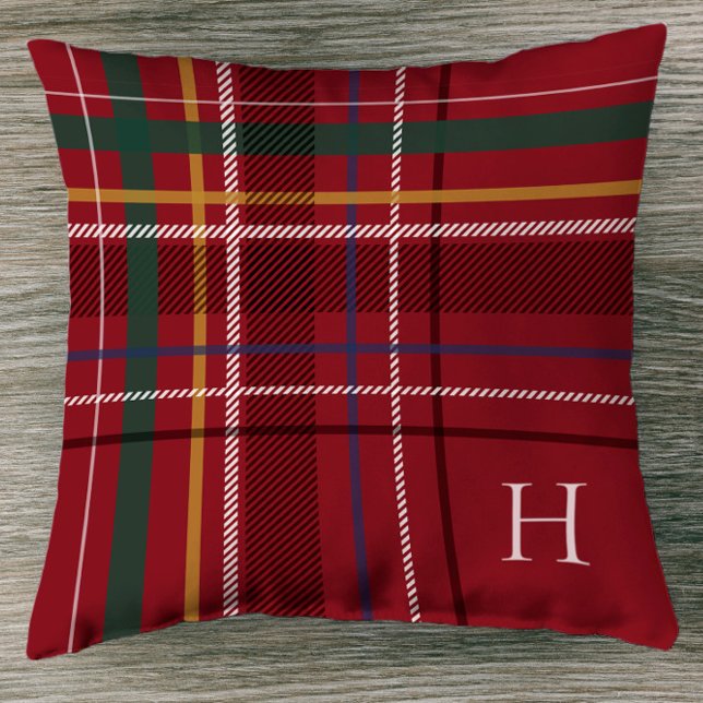 Coussin Festif rouge vacances plaid décoration monogramme  (Créateur téléchargé)