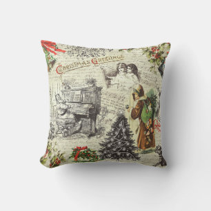 Coussin Festif Vintage de Noël victorien Père Noël