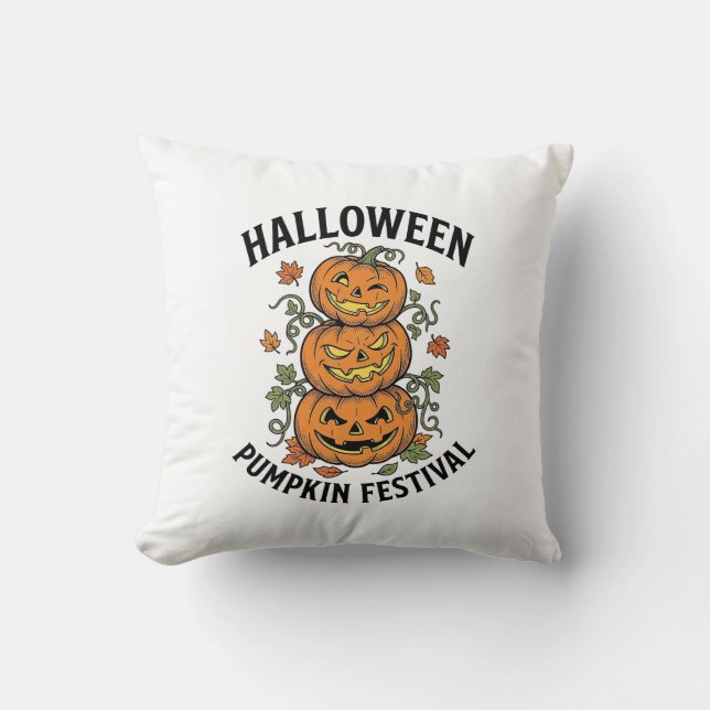 Coussin Festival de citrouilles d'Halloween Jack O Lantern (Recto)