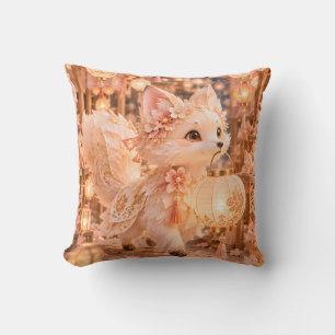 Coussin Festival de la lanterne florale Renard Champagne