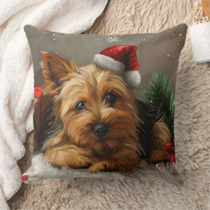 Coussin Festival de Noël du chien Terrier australien