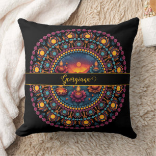 Coussin Festival Diwali coloré personnalisé Mandala