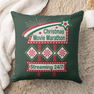 Coussin Festival du Marathon de Noël Retro Marquee