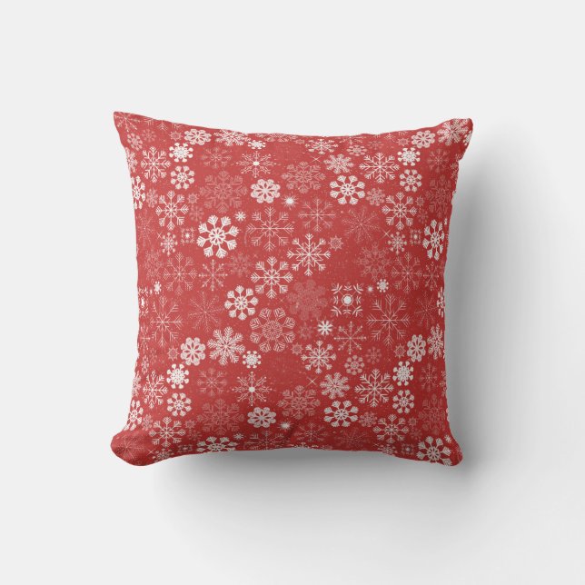 Coussin Festivals rouges et blancs - Hiver (Recto)