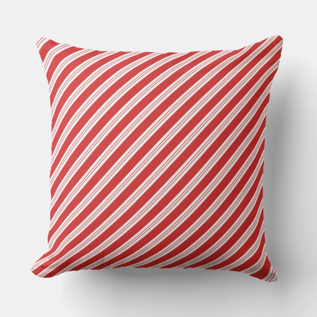 Coussin Festive Candy Cane Striped Christmas Red White  (Recto)