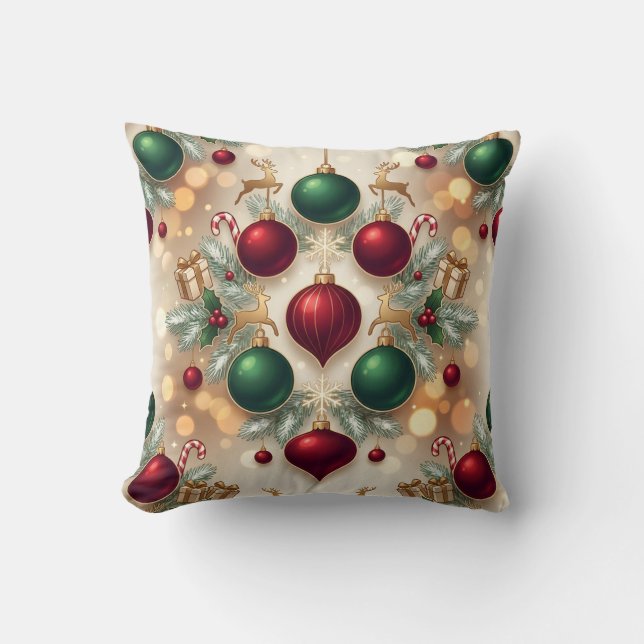 Coussin Festive Christmas Ornaments Holiday Throw Pillow (Recto)