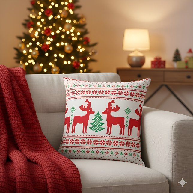 Coussin Festive Christmas Reindeer Pattern Christmas Decor (Créateur téléchargé)