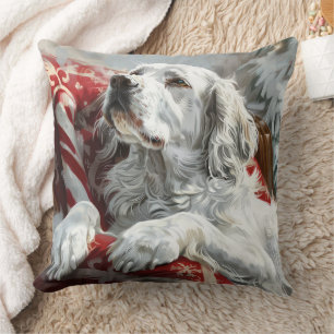 Coussin Festive de Noël de Chien Setter anglais