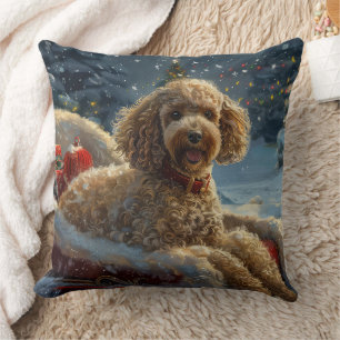 Coussin Festive de Noël du chien de caniche
