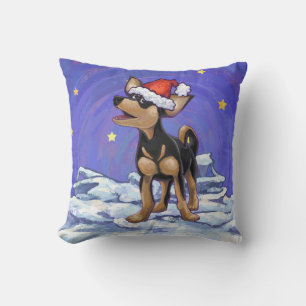Coussin Festive de nuit étoilée Chihuhua à Santa Hat
