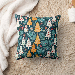 Coussin Festive des arbres de Noël joyeux