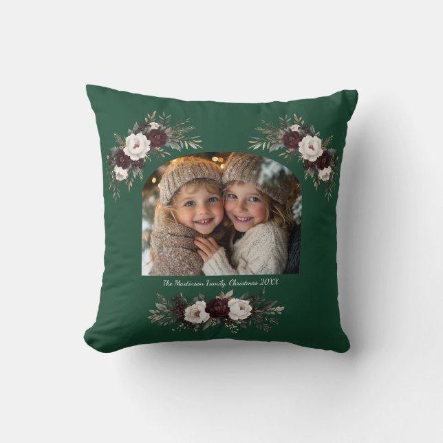 Coussin Festive Floral Elegant Arch Photo Christmas (Recto)