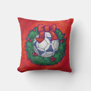 Coussin Festive Futbal en couronne rouge