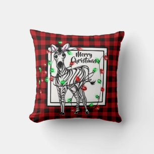 Coussin Festive Holiday Zebra, scintillement de buffle lég