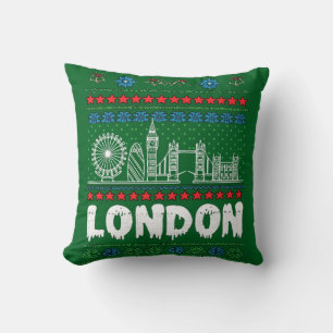 Coussin Festive Londres Royaume-Uni Noël laid