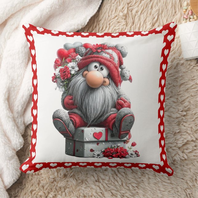 Coussin Festive Love Messenger Gnome "Heart and Presents"  (Couverture)