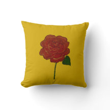 Festive Red Rose & Yellow Throw Pillow