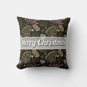 Coussin Festive rose une ligne Motif artistique Noël