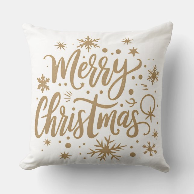 Coussin Festive Snowflake Merry Christmas Throw Pillow (Recto)