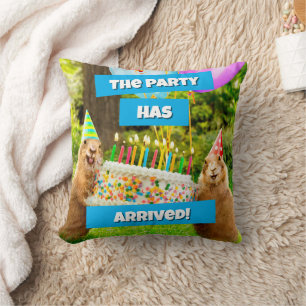 Coussin Fête d'anniversaire de chien de prairie