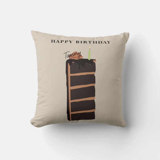 Coussin Fête d'anniversaire de gâteau au chocolat (Recto)