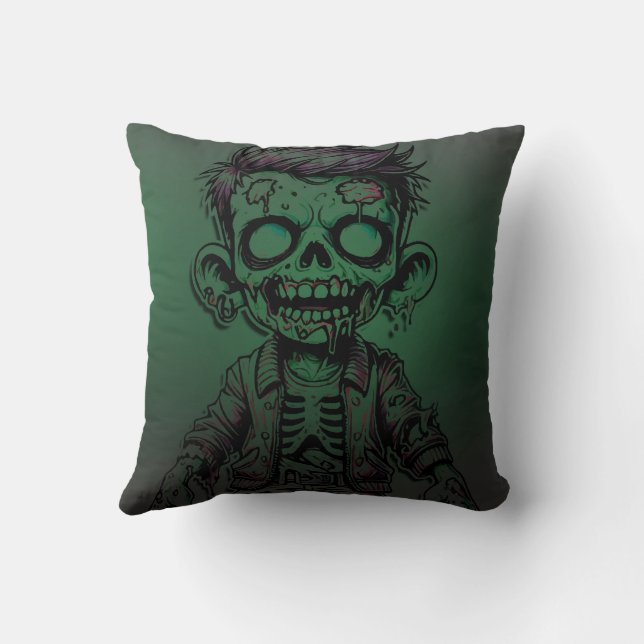 Coussin Fête d'anniversaire d'Halloween pour enfant zombie (Verso)