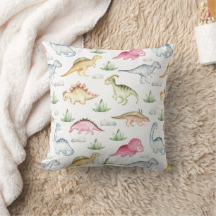 Coussin Fête d'anniversaire dinosaure rose, Fête de dinosa