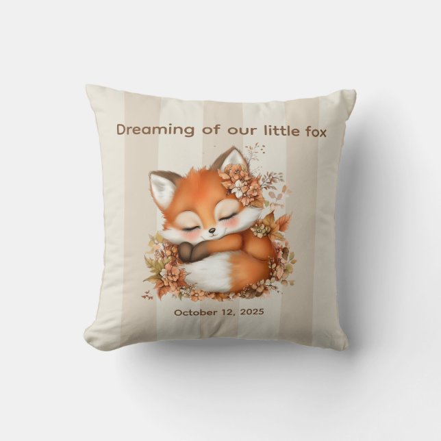 Coussin Fête de Bébé Renard Automnal Douillette Fête Boisé (Recto)