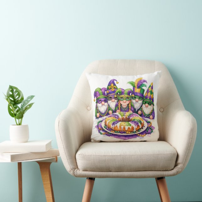 Coussin Fête de Gnome Mardi Gras avec la Galette des Rois (Chaise)