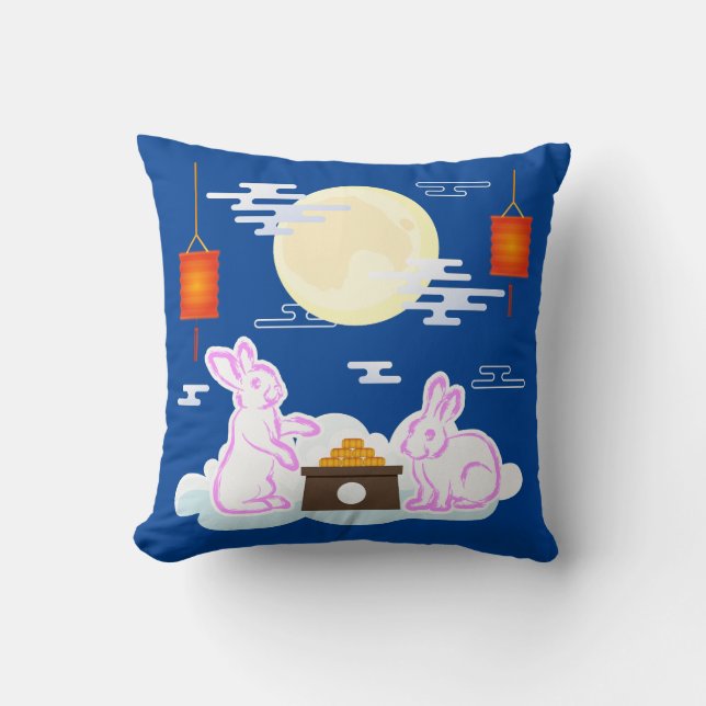 Coussin Fête de la mi-automne Lapin de lune Gateau de lune (Recto)