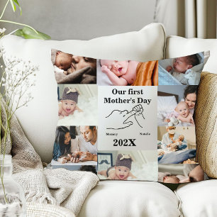 Coussin Fête de la Première Mère personnalisée Photo Colla