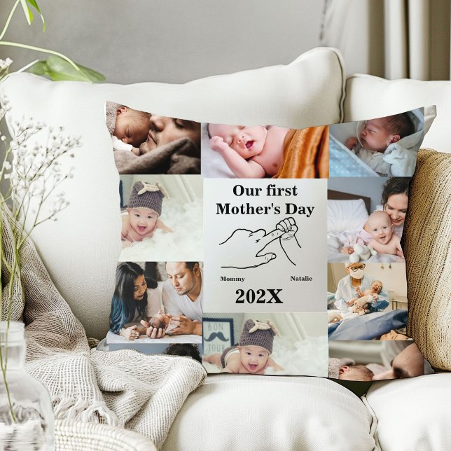 Coussin Fête de la Première Mère personnalisée Photo Colla (Créateur téléchargé)