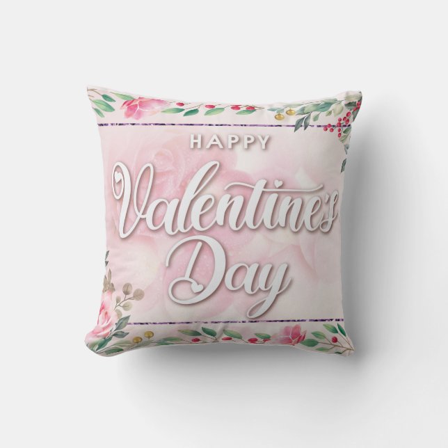 Coussin Fête de la Saint-Valentin rose élégant (Recto)