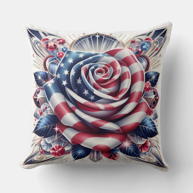 Coussin Fête de l'Indépendance du Rose patriotique (Recto)