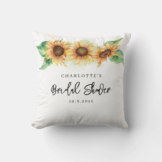 Coussin Fête de mariage tournesol aquarelle (Recto)