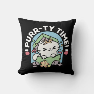 Coussin Fête de Noël avec Purr-ty Time Cat