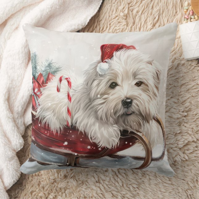 Coussin Fête de Noël de Chien de Coton De Tulear (Couverture)