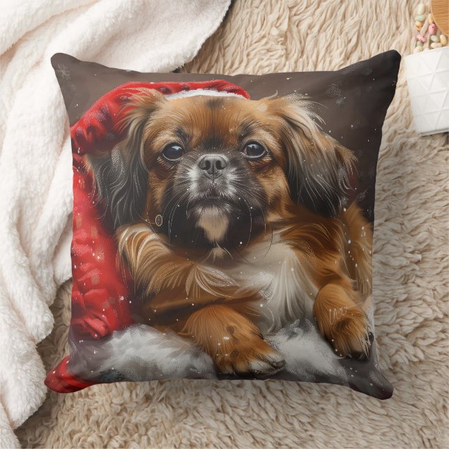 Coussin Fête de Noël de Chien Espagnol Tibétain (Couverture)