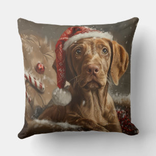 Coussin Fête de Noël de Chien Vizsla