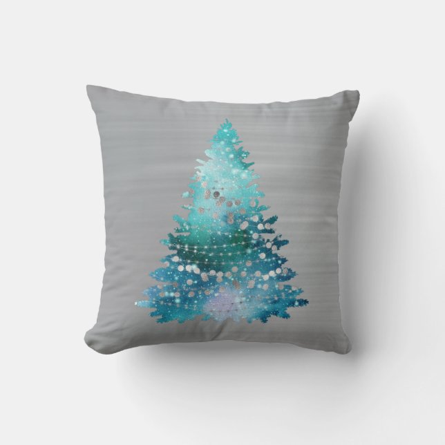 Coussin Fête de Noël de la Parties scintillant Turquoise e (Recto)
