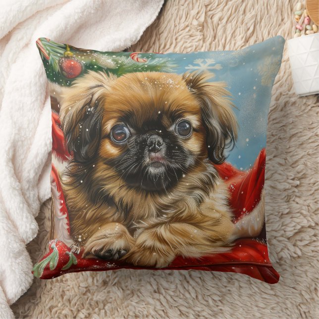 Coussin Fête de Noël des chiens de Pékin (Couverture)