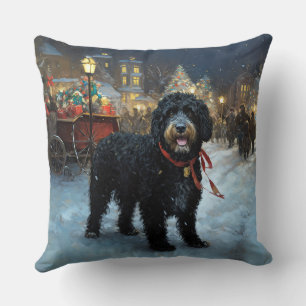Coussin Fête de Noël des chiens d'eau portugais