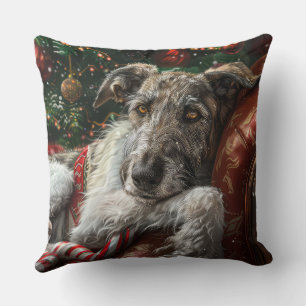 Coussin Fête de Noël du loup Hound Dog